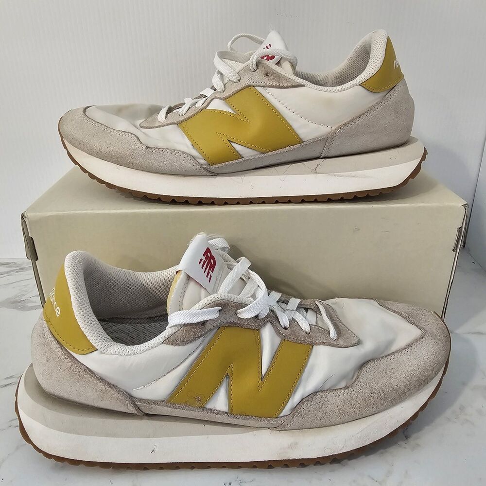 New Balance Shoes US Mens 11 Wo 12.5 D White Gold Yellow 237 Sneakers MS237CS